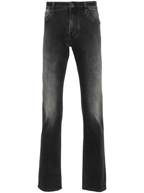 scarf-detail tapered jeans